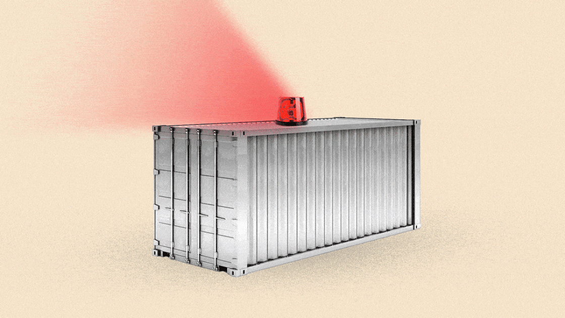 Shipping container with alarm