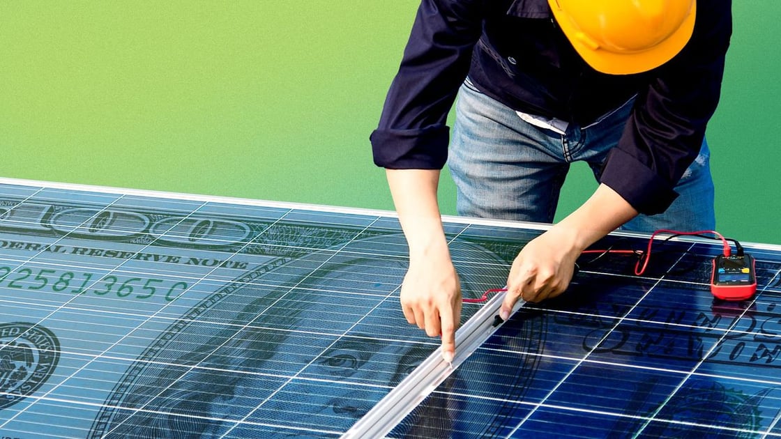 Solar Panel with Construction Worker